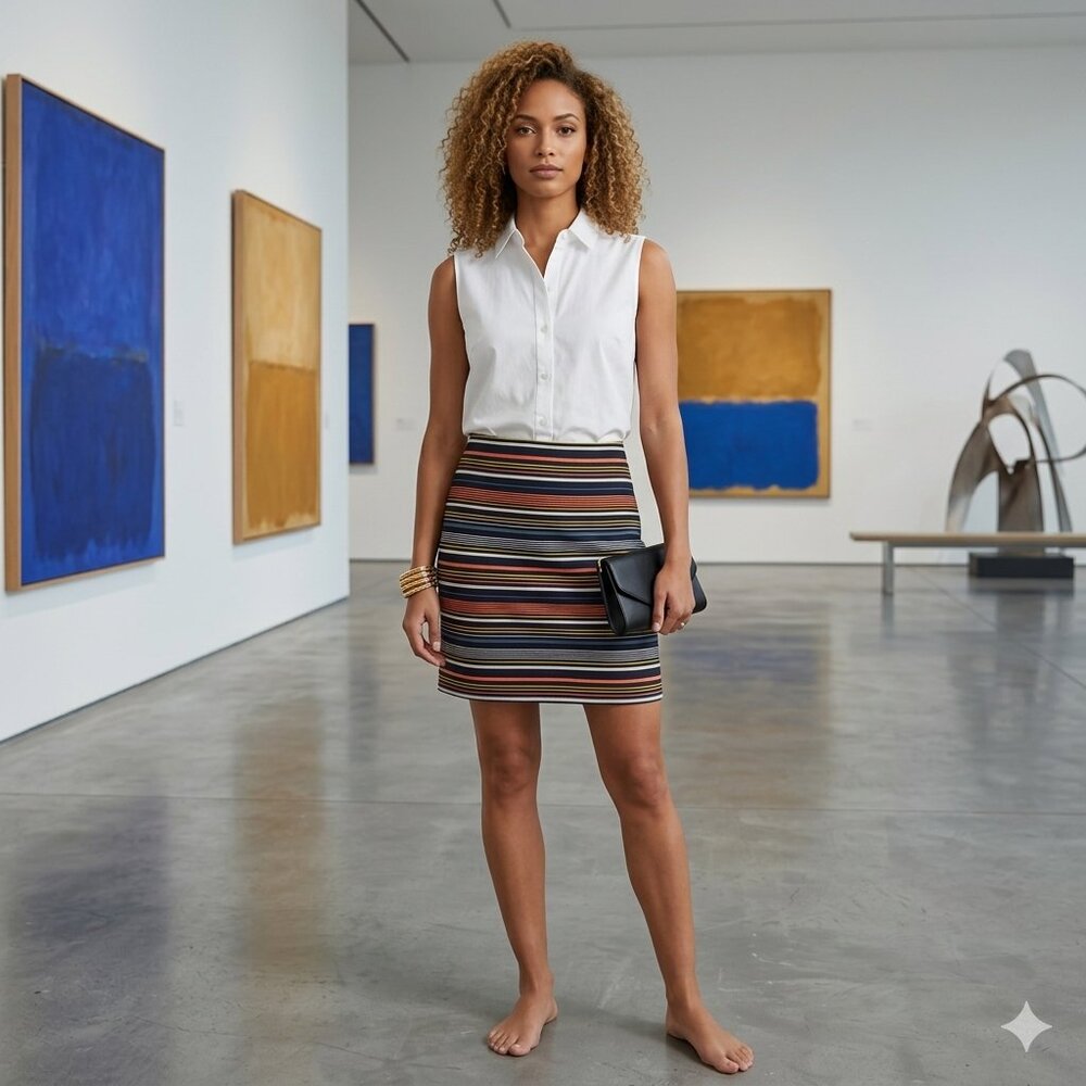 LOFT Petites Multicolor Striped Textured Mini Skirt Size SP